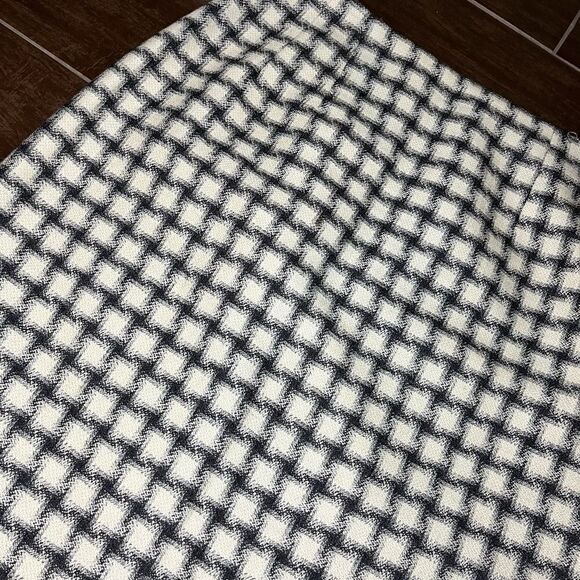 Harve Benard by Benard Holtzman ivory/black fringe hem wool long skirt sz 8 - Picture 2 of 7